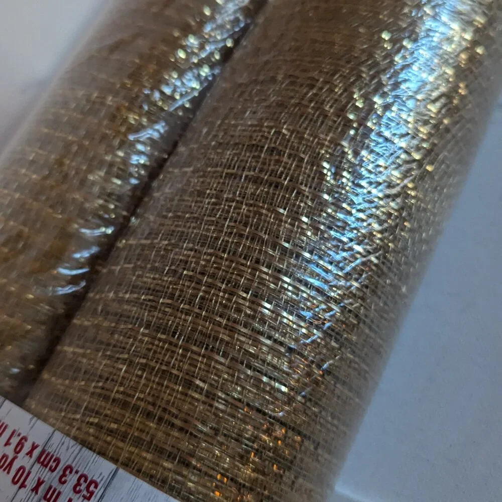 NWT 2 Large Gold Mesh Christmas Wreath Rolls Holiday Crafts Decor Celebrate It